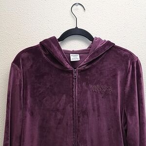 PINK Velour Purple Full-Zip Hoodie